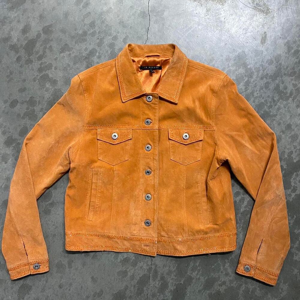 Orange suede jacket with a